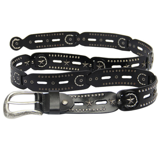 TEXAS STAR-STUDDED LEATHER BELT