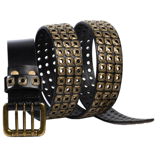 BRONZE EYELET LEATHER BELT