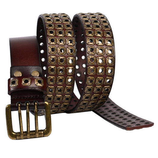 BRONZE EYELET LEATHER BELT