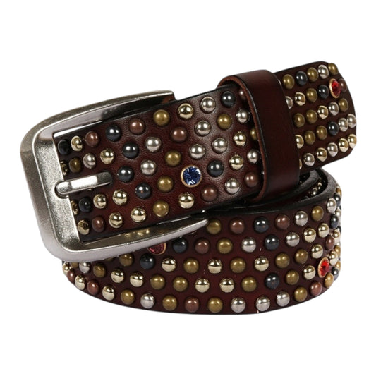 CRIMSON RIOT STUDDED LEATHER BELT