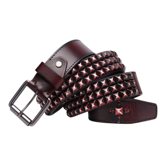 RETRO-RIVET PYRAMID STUD LEATHER BELT