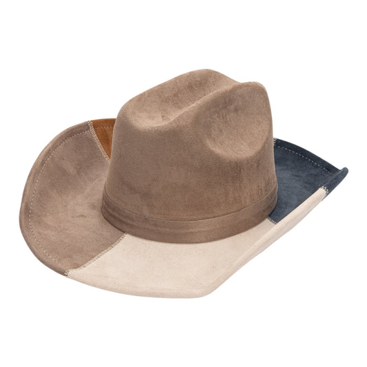 TRI-TONE PATCHWORK SUEDE WESTERN HAT