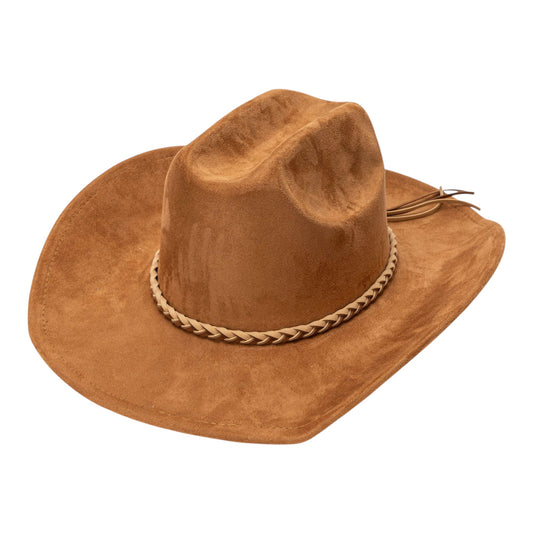 BRAIDED-BANG SUEDE COWBOY HAT