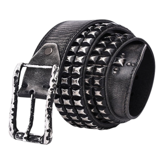 RETRO-RIVET PYRAMID STUD LEATHER BELT