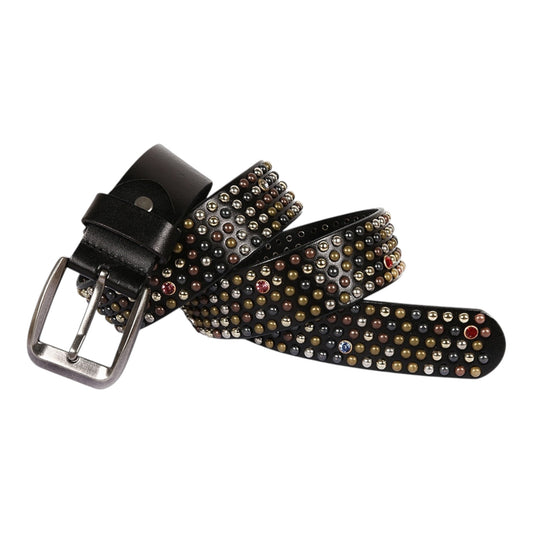 CRIMSON RIOT STUDDED LEATHER BELT