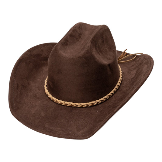 BRAIDED-BANG SUEDE COWBOY HAT
