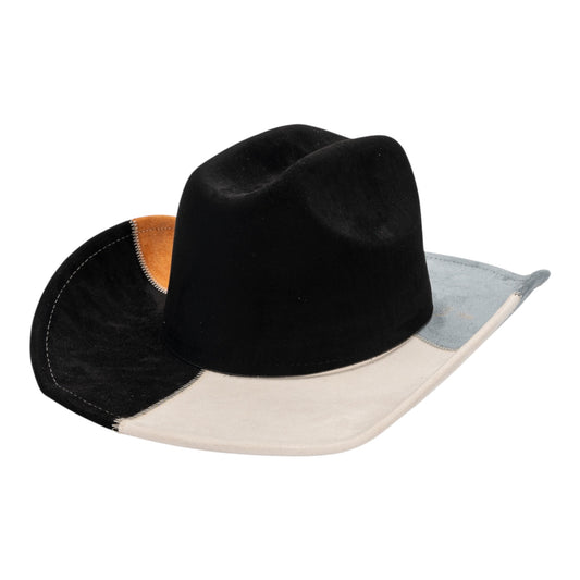 TRI-TONE PATCHWORK SUEDE WESTERN HAT