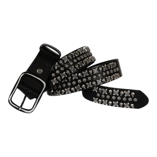 REQUIEM RIVET SKULL-STUD LEATHER BELT