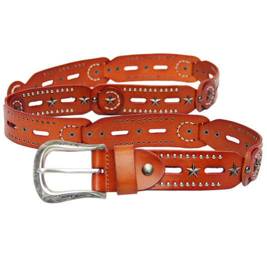 TEXAS STAR-STUDDED LEATHER BELT