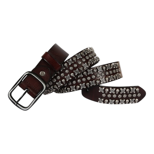 REQUIEM RIVET SKULL-STUD LEATHER BELT